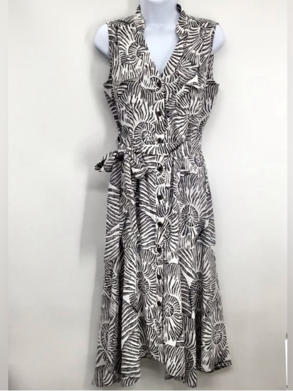 FLOWY Classy MIDI Shirtwaist Dress Fossil Print